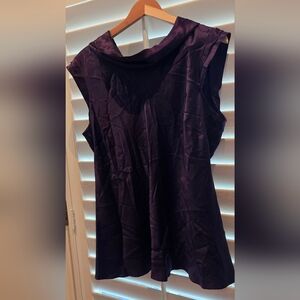 Banana Republic Dark Purple Blouse With Draping Neck